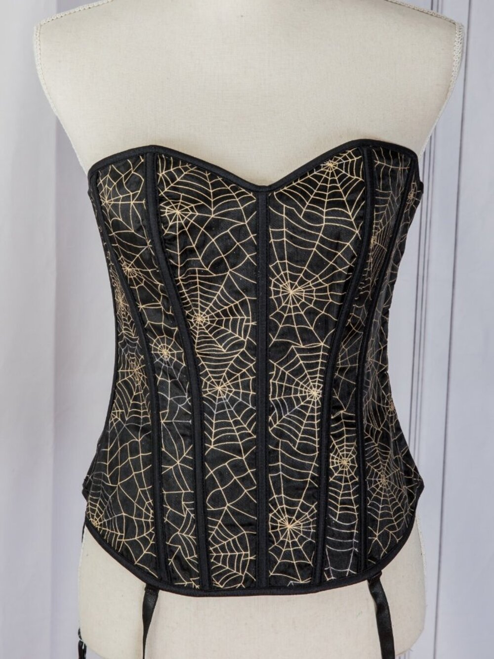NWT~Black Web Steampunk Overbust Laila Corset~Size Medium
